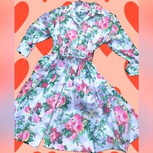 Vintage Floral Long Sleeve Tea Dress